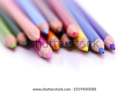 Close up Color pencils isolated on white background.