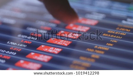 Recession of stock market on tablet computer  Royalty-Free Stock Photo #1019412298