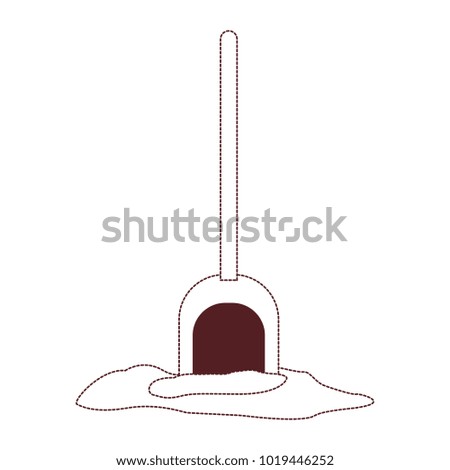 shovel on land in brown dotted silhouette