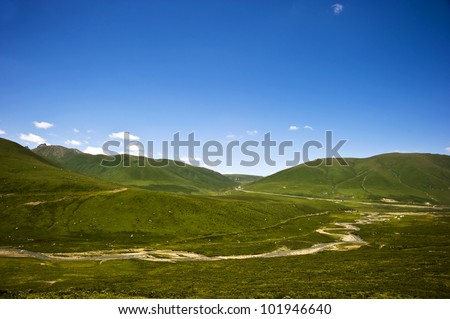 wonderful landscape with blue sky and white cloud