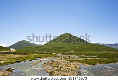 wonderful landscape with blue sky and white cloud