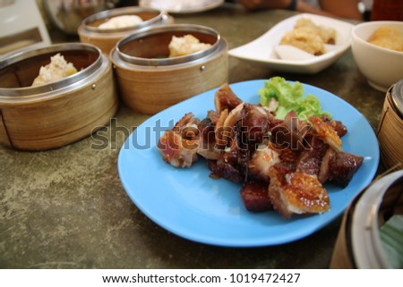 Pork fry and dim sum appetizers of chinese 