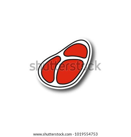 Steak patch. Beefsteak color sticker. Vector isolated illustration