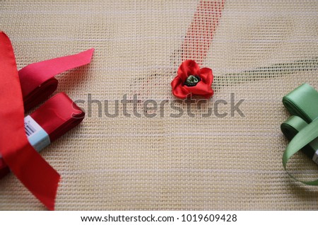 Poppies embroidery with silk ribbons