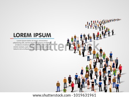 Template with a crowd of business people standing in a line. People crowd. Vector illustration Royalty-Free Stock Photo #1019631961