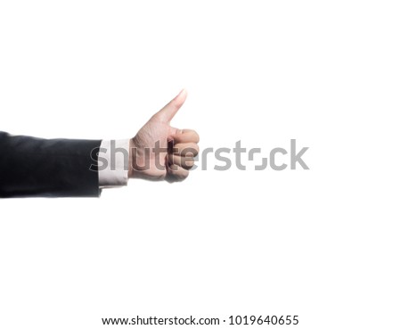Businessman hand giving thumbs up.