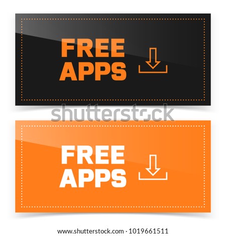 Banner button design with free apps icon. Vector illustration