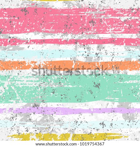Striped pattern with brushed lines and stripes in bright pink colors. Vector grunge geometric texture with paint splatter and splash. Hand drawn bold bohemian background with ethnic, tribal motif