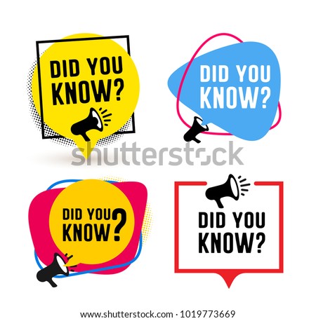 Set of did you know. Badge with megaphone icon label. Vector illustration. Isolated on white background Royalty-Free Stock Photo #1019773669
