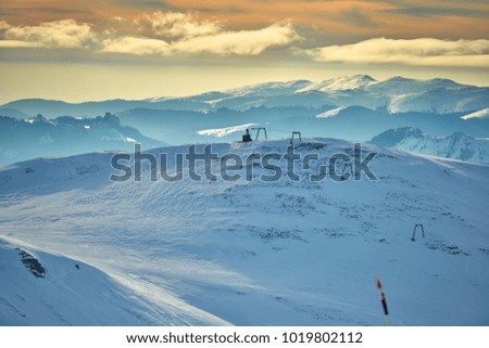 Beautiful Winter Landscape in Bucegi Mountains in Sinaia, Romania