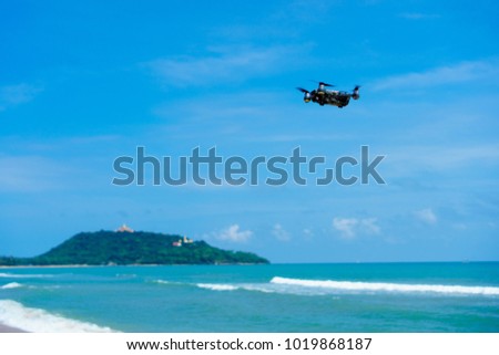 the drone camera take a picture at beach