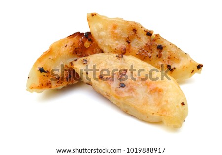 Fried wontons on white background 