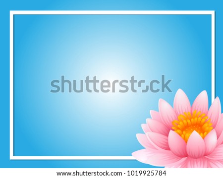 Frame template with pink lotus illustration