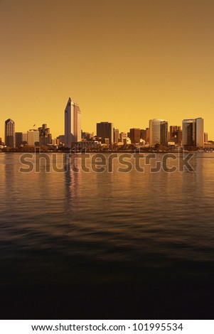 San Diego skyline bathed in golden light