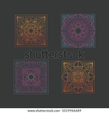 Mandala set texture abstract decoration background ornament element luxury ramadhan illustration emblem isolated gradient