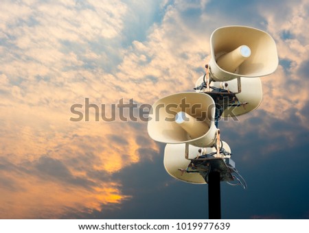 Speaker separated from the sky background. Royalty-Free Stock Photo #1019977639
