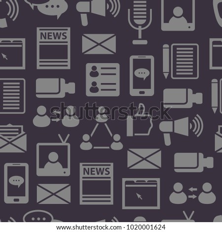 Social Media Seamless Pattern Background Element Web Design Communication Technology People Include of Megaphone, Tv and Laptop . Vector illustration for medias and sites