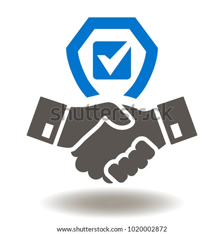 Handshake Shield Check Mark Icon Vector. Trust Commitment Business Illustration. Royalty-Free Stock Photo #1020002872