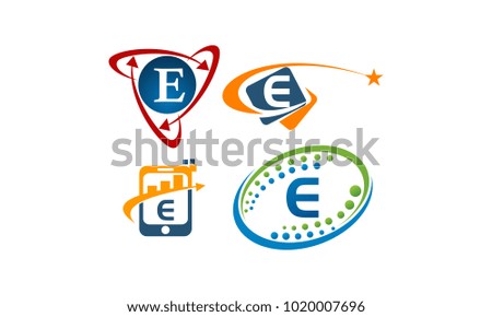 Logotype E Modern Template Set