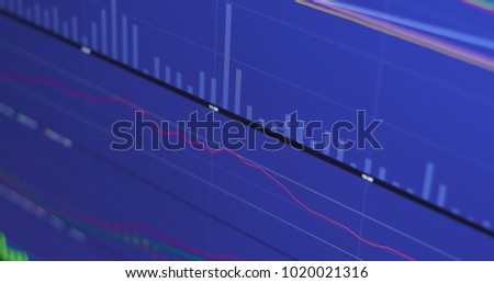 Stock market diagrams showing on screen 