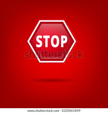 Octagonal and glossy sign STOP vector illustration