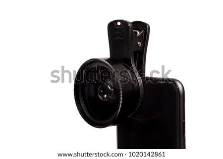 Clip lens for smartphone isolated On white background. 