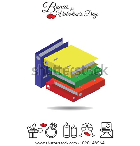 Color vector image. A stack of folders. Bright office folders