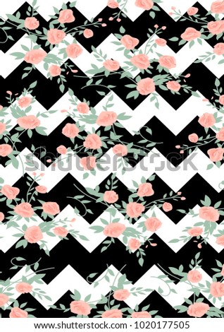 Beautiful geometric flowers roses pattern background