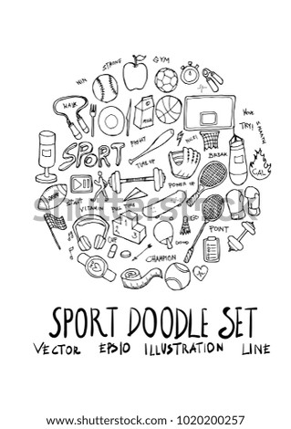 Sport fit doodle illustration circle form line sketch style
