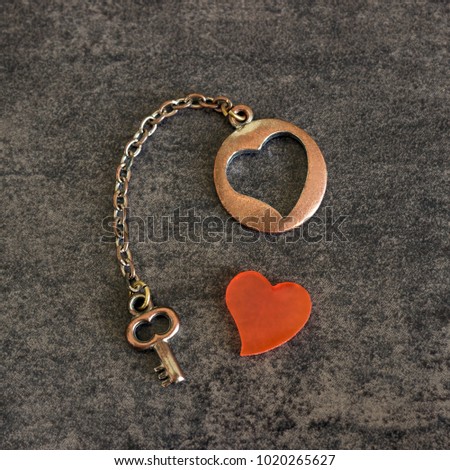  Key to the heart as a symbol of love.  Valentine's Day concept.