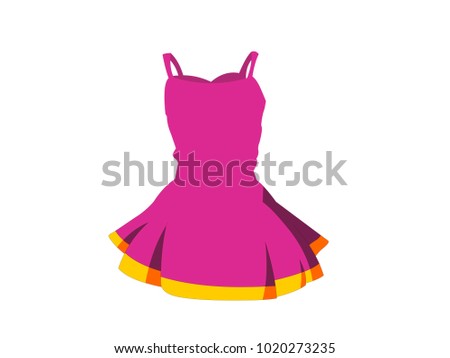 Fuchsia Pink and Gold Dress for Girls - Cartoon Vector Image 