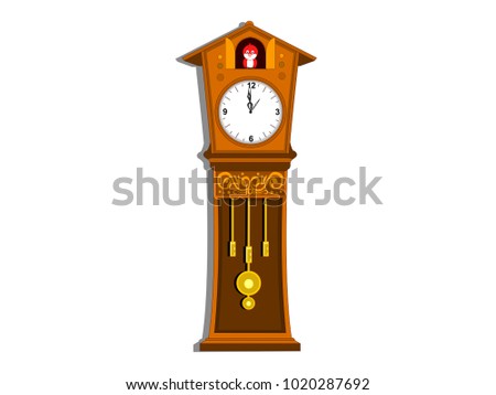 Grandfather Clock with Cuckoo Bird Vector
