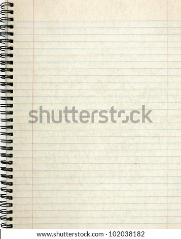 Old notebook page lined paper. Royalty-Free Stock Photo #102038182