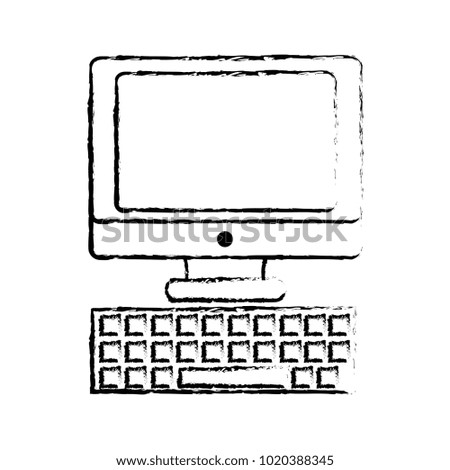 grunge screen computer with keyboard technology icon