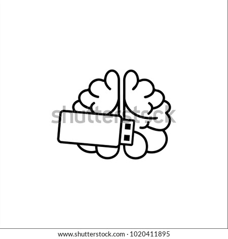 Illustration of brain and USB flash drive