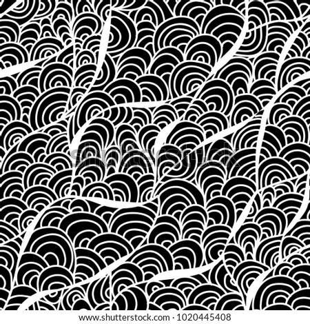Elegant seamless pattern with hand drawn decorative waves, design elements. Abstract pattern for wedding invitations, greeting cards, wallpapers, scrapbooking, print, gift wrap, manufacturing. 