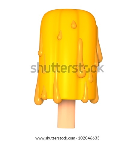 ice cream bar in yellow color with white background / ice cream / food