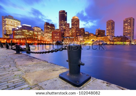 Boston harbor and Financial District