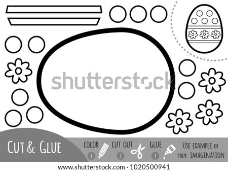 Education paper game for children, Easter egg. Use scissors and glue to create the image.