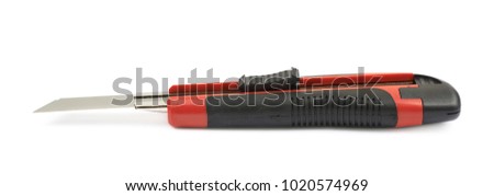 Retractable blade utility knife isolated over the white background