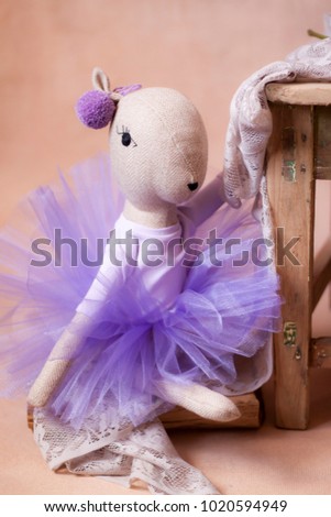 handmade  fawn deer doll in ballerina dress with flowers