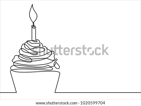 cupcake-continuous line drawing.web icon. vector design