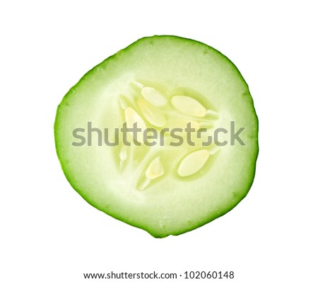 sliced cucumber isolated on white background Royalty-Free Stock Photo #102060148