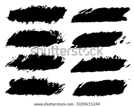 Vector collection of artistic grungy black paint hand made creative brush stroke set isolated on white background. A group of abstract grunge sketches for design education or graphic art decoration
