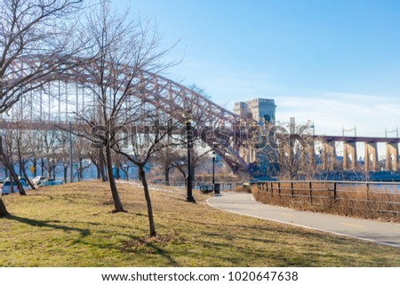 Romantic Scene of the Bridge in Astoria Park New York Full Color