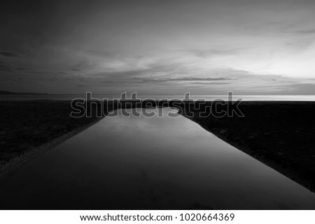 black and white photography of sky and sea. Sabah, Malaysia 

