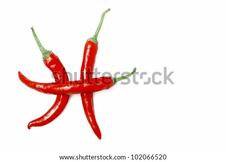 Red hot chili peppers  isolated on the white background
