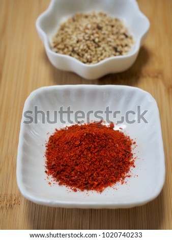 Korean spice powder Red pepper powder, Perilla powder, Pepper, Goshamsam
