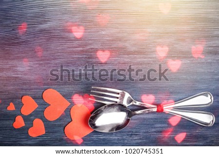 Valentines day dinner with table