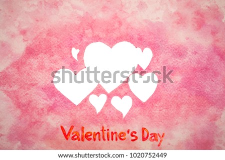 Pink Watercolor background with Heart-shaped isolated, Valentine's Day Concept